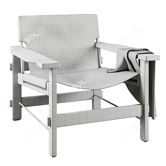 Luxurious Leather Sling Chair 3D model image 5