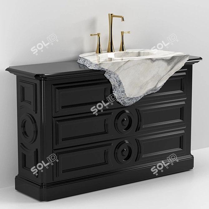 PETRA Washbasin Cabinet: Art-Deco/Nouveau Style 3D model image 3