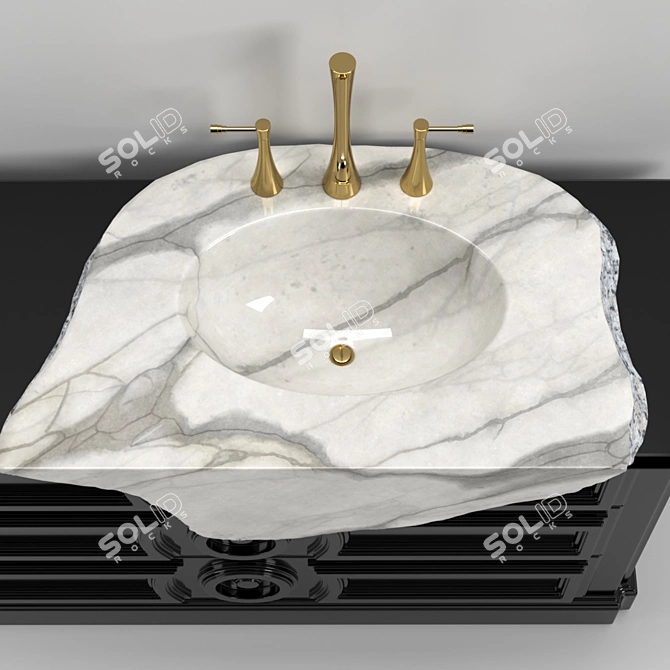 PETRA Washbasin Cabinet: Art-Deco/Nouveau Style 3D model image 5