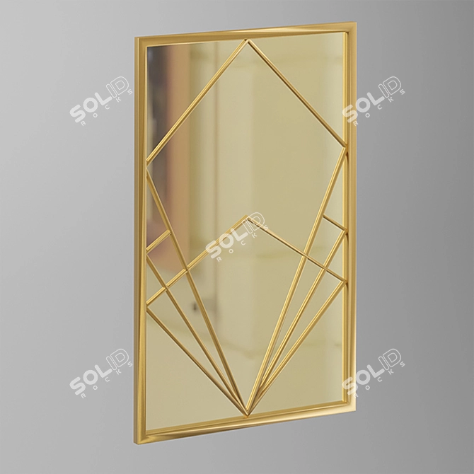 Golden Framed Decorative Mirror 3D model image 1