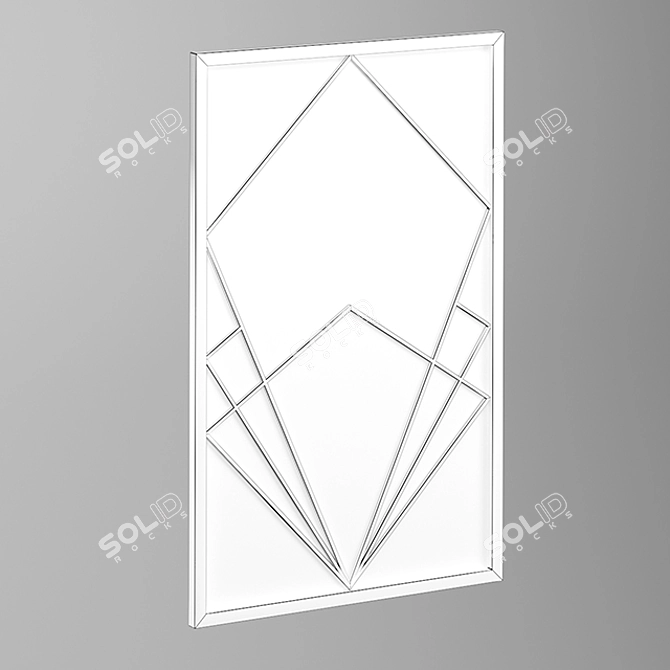 Golden Framed Decorative Mirror 3D model image 2