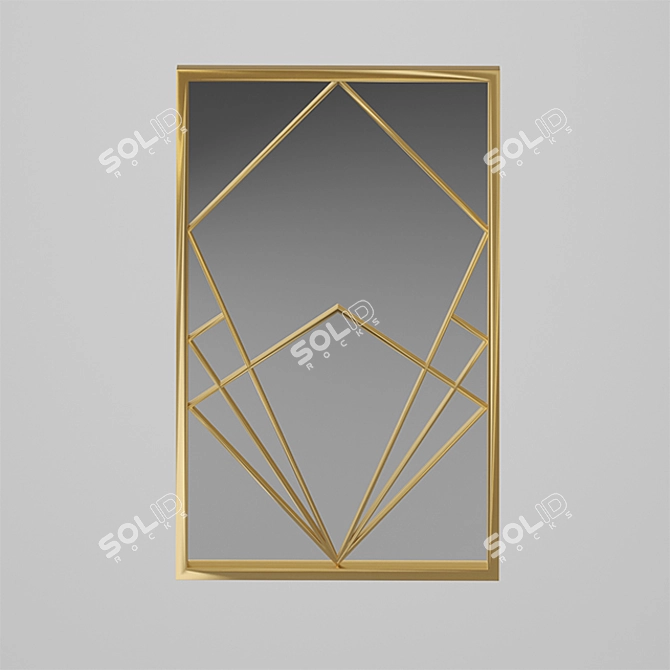 Golden Framed Decorative Mirror 3D model image 3