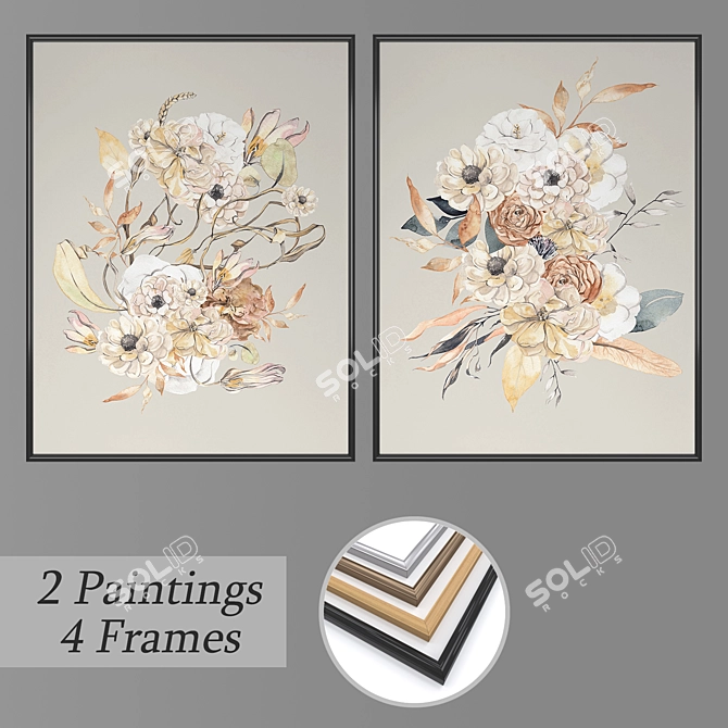 2-Piece Wall Painting Set with Multiple Frame Options 3D model image 1