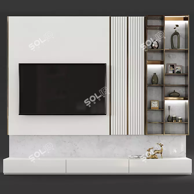 Sleek TV Wall Set for 60" TV 3D model image 1