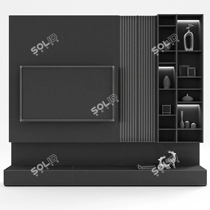 Sleek TV Wall Set for 60" TV 3D model image 4