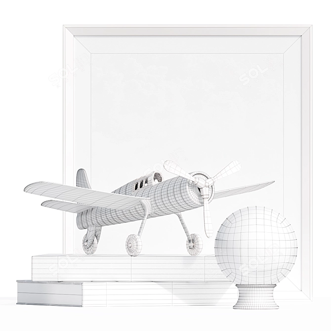 Vintage Aviation Decor Set- 7 Airplanes 3D model image 2