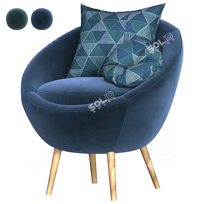 Luxury Velvet Accent Chair 3D model image 1