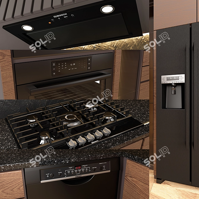 Modern Bosch Kitchen Appliances 3D model image 2