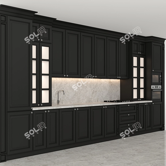 Classic Modular Kitchen Set 3D model image 4