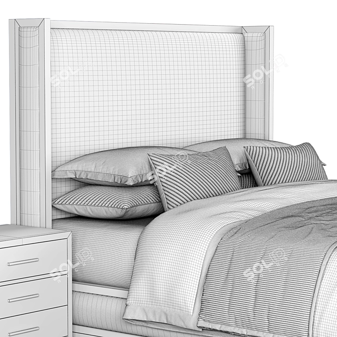 RH French Contemporary Bed 3D model image 4