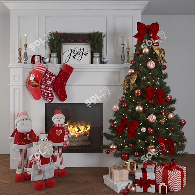 Festive Holiday Decoration Set 3D model image 1