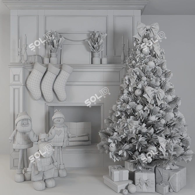 Festive Holiday Decoration Set 3D model image 4