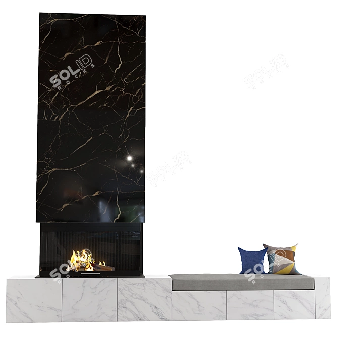 Contemporary Fireplace | 3000x500xH2900mm 3D model image 2