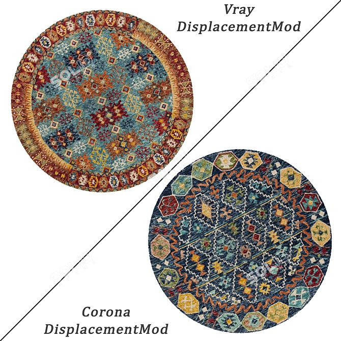 Versatile Round Carpet Set 3D model image 2