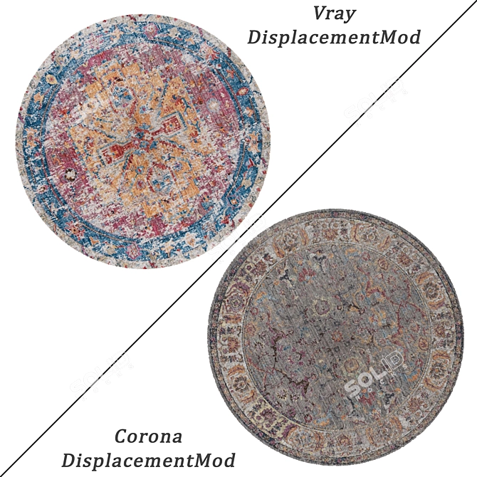 Round Carpets Set: Versatile and Realistic 3D Rugs 3D model image 2