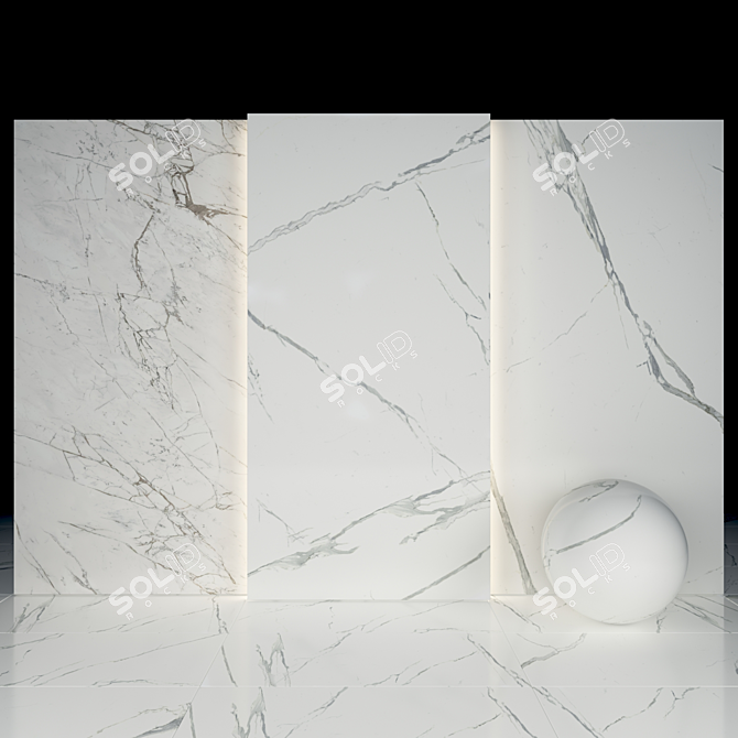 Elegant White Calacatta Slabs & Tiles 3D model image 3