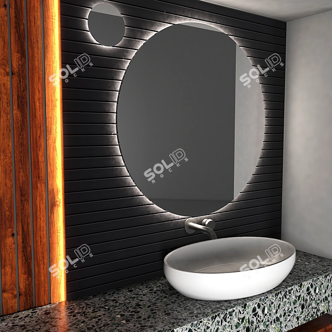 Elegant Bathroom Suite: Mirror, Sink & Faucet 3D model image 2