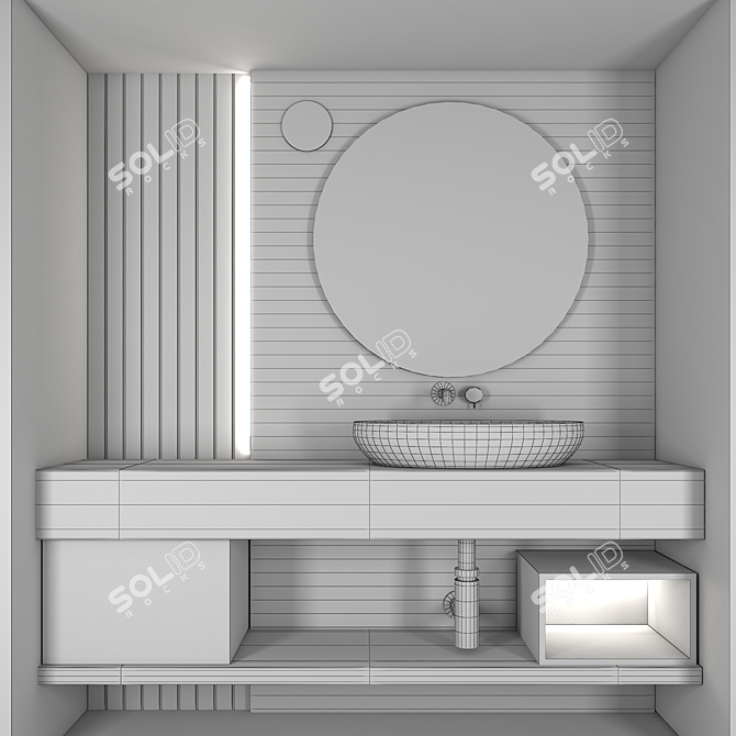 Elegant Bathroom Suite: Mirror, Sink & Faucet 3D model image 3