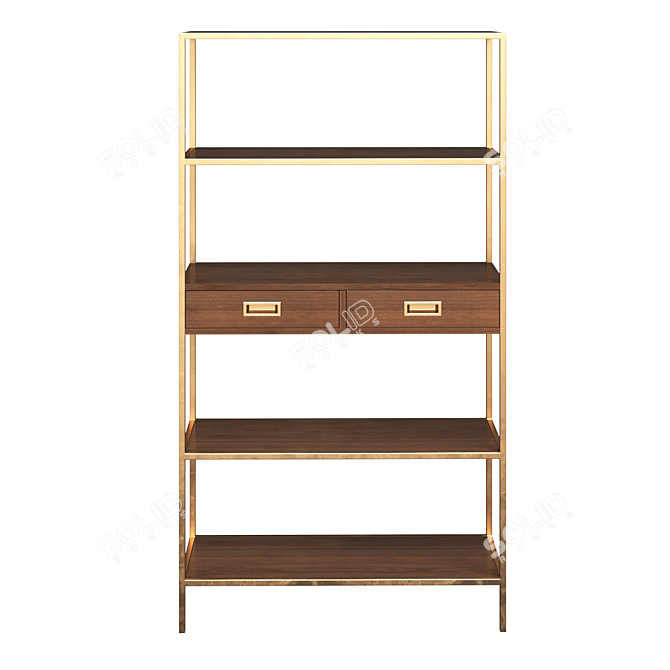 Elegant Carob Wood Bookcase: Jude 3D model image 2
