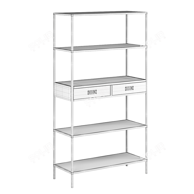Elegant Carob Wood Bookcase: Jude 3D model image 3