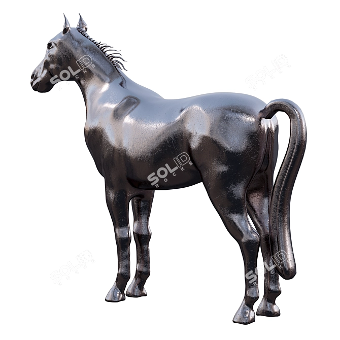 Metallic Horse Sculpture 3D model image 2