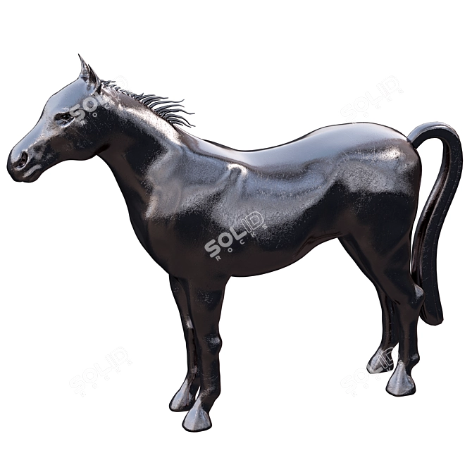 Metallic Horse Sculpture 3D model image 3