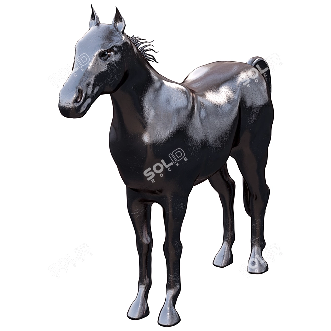 Metallic Horse Sculpture 3D model image 4