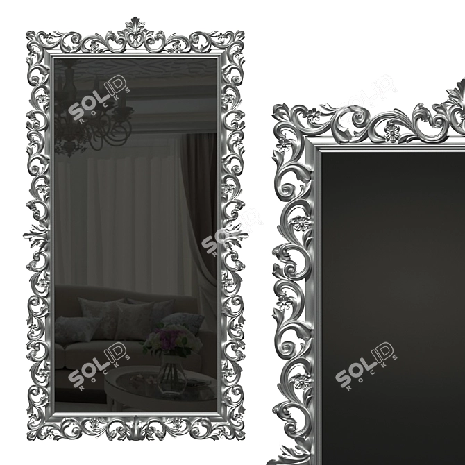 Carved Baguette Floor Mirror 3D model image 2