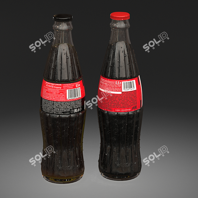 Classic Coca-Cola Glass Bottle 0.5L 3D model image 3