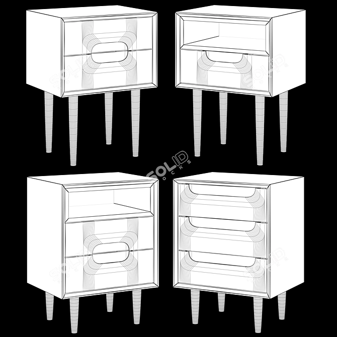 Scandi Style Bedside Tables 3D model image 2