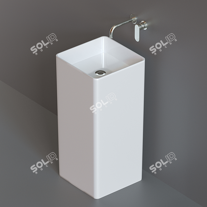 Monowash 40 - Elegant Ceramic Basin 3D model image 1