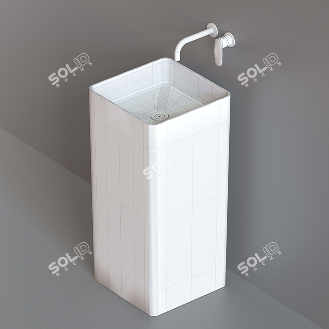 Monowash 40 - Elegant Ceramic Basin 3D model image 3