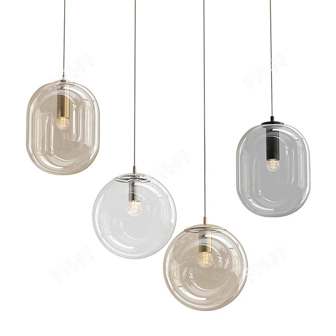 Tinted Glass Pendant Light Collection 3D model image 1