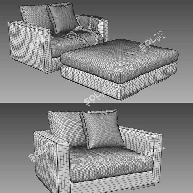 Flexform Magnum Armchair: Stylish and Comfortable Seating Solution 3D model image 5