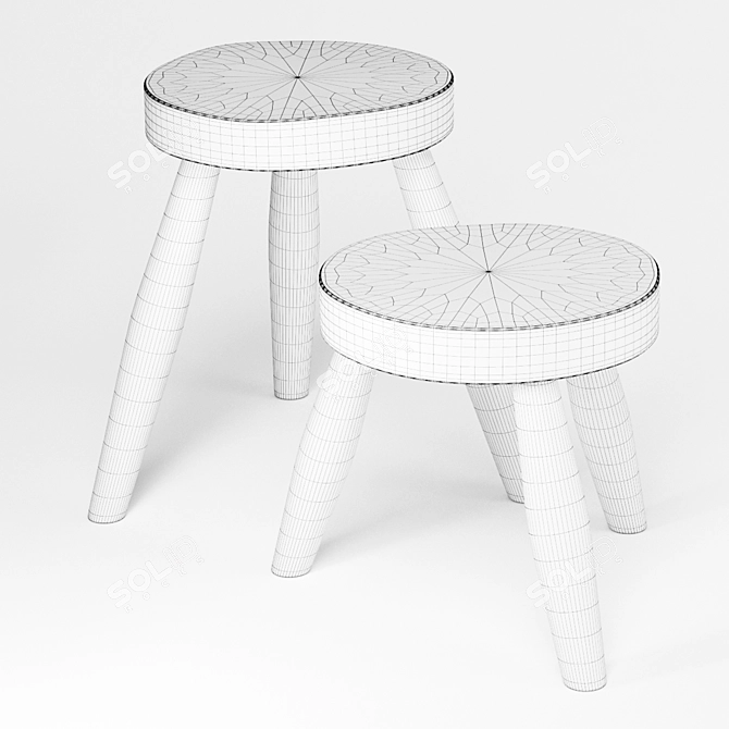 Zen Teak Stool: Versatile, Rustic, and Elegant 3D model image 5