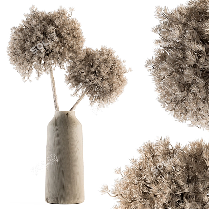 Nature's Delight Dried Plant Bouquet 3D model image 1