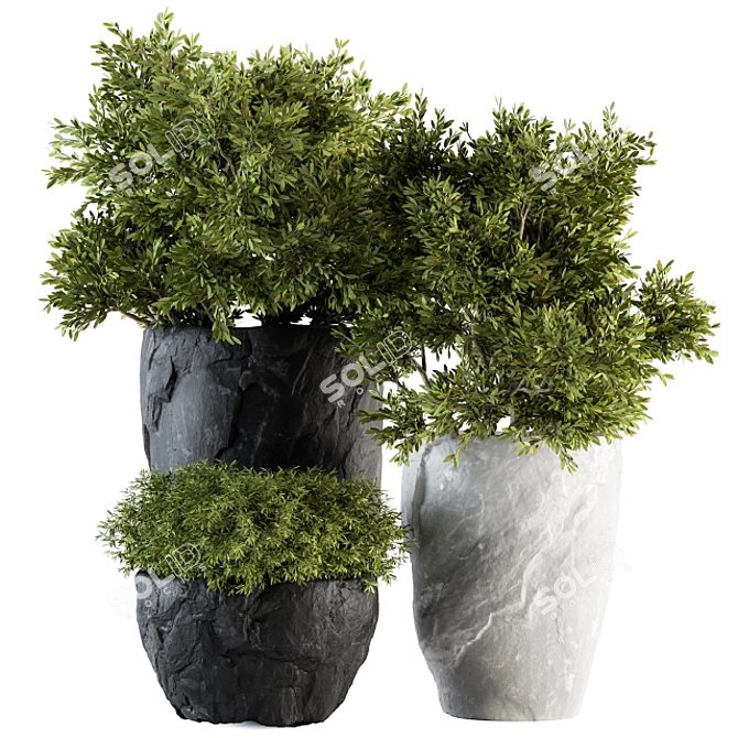 Rock Pot Outdoor Tree Set 136 3D model image 1