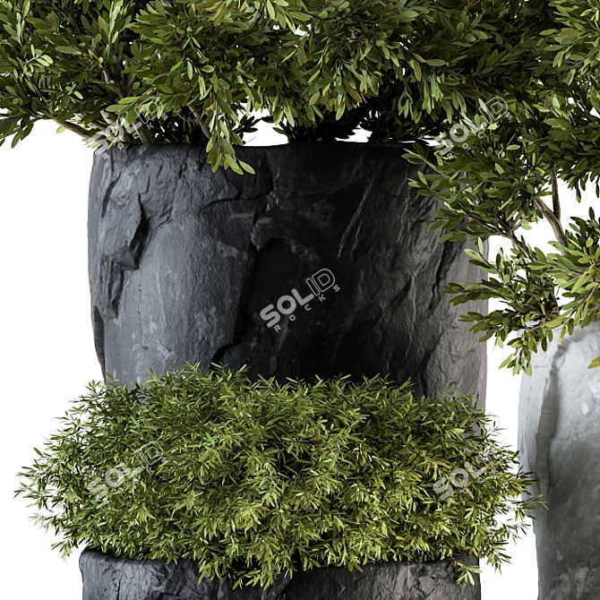 Rock Pot Outdoor Tree Set 136 3D model image 4