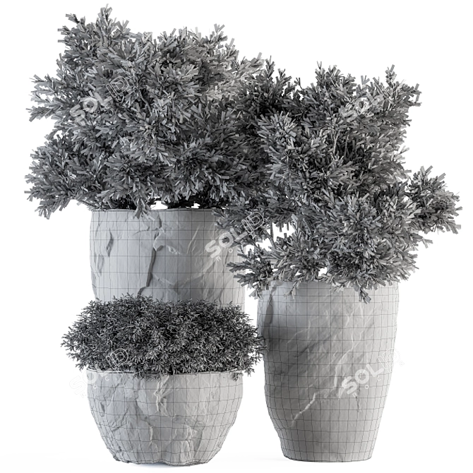 Rock Pot Outdoor Tree Set 136 3D model image 5