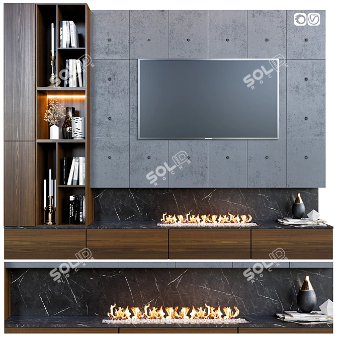 Modern TV Wall Unit 3D model image 1