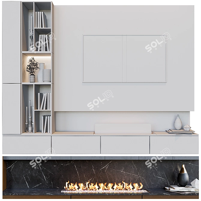 Modern TV Wall Unit 3D model image 4