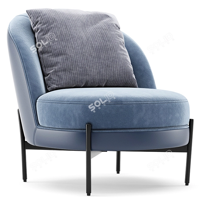 Luxurious Theodor Velvet Armchair 3D model image 1