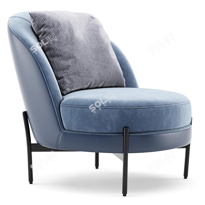 Luxurious Theodor Velvet Armchair 3D model image 3