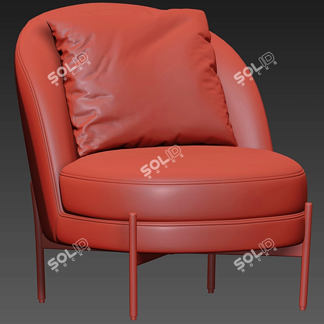 Luxurious Theodor Velvet Armchair 3D model image 4