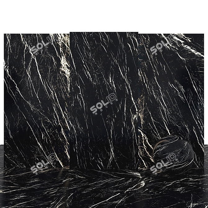Elegant Deep Black Marble Slabs 3D model image 1