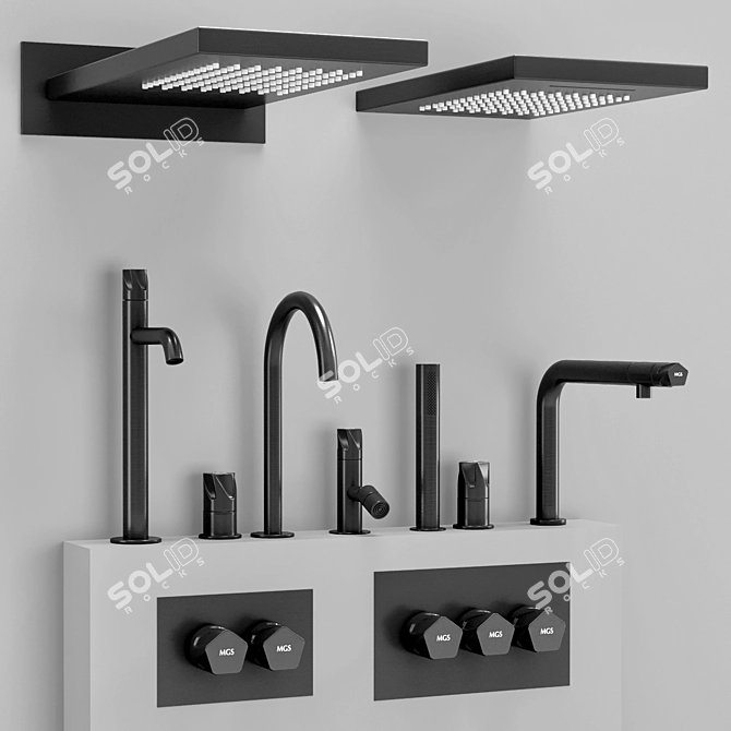 Stylish Milano Penta Bathroom Faucet 3D model image 2