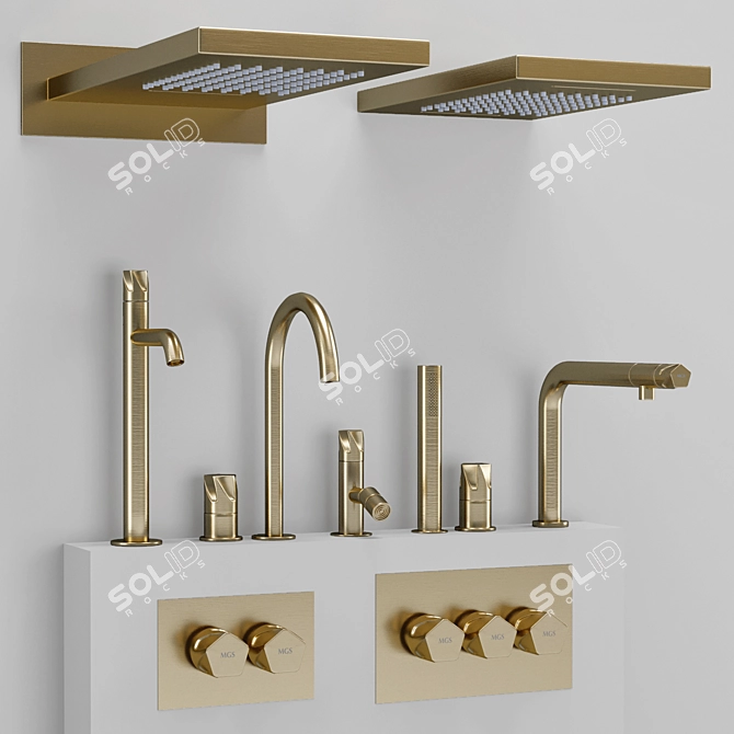 Stylish Milano Penta Bathroom Faucet 3D model image 3
