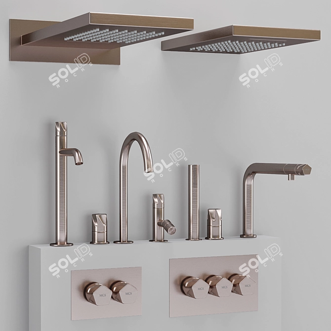 Stylish Milano Penta Bathroom Faucet 3D model image 4