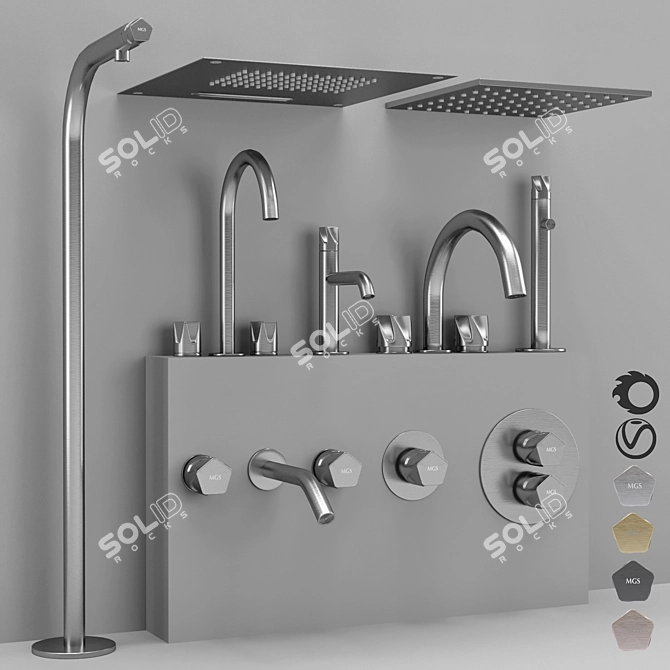 Stylish MGS Milano Penta Faucet 3D model image 1