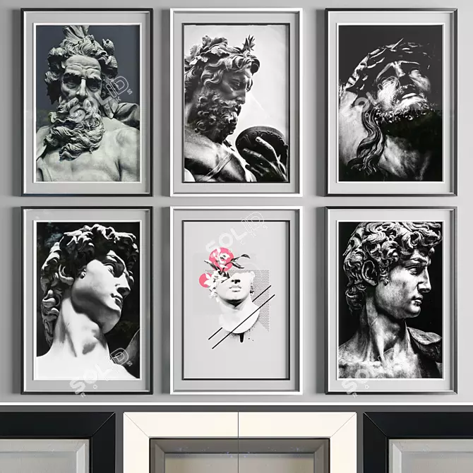 Modern Dual-Color Art Frames 3D model image 1